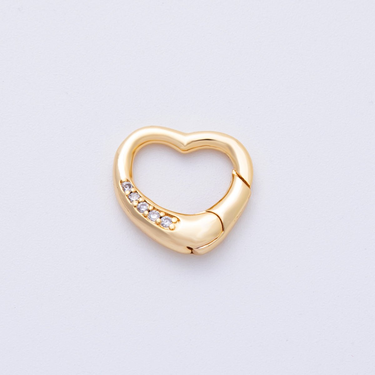18K Gold Filled 17.5mm Push Gate Heart CZ Minimalist Finding | Findings - 00007 - DLUXCA