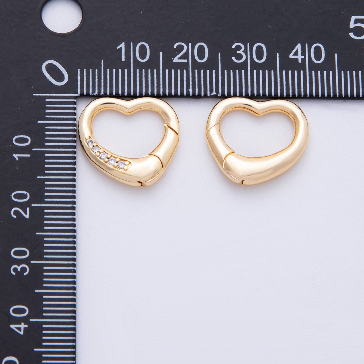 18K Gold Filled 17.5mm Push Gate Heart CZ Minimalist Finding | Findings - 00007 - DLUXCA