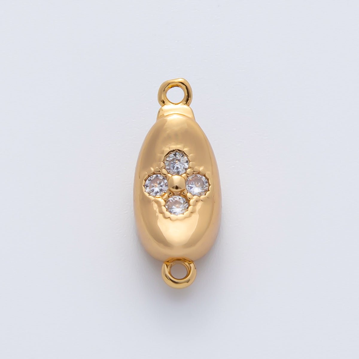 18K Gold Filled 17.5mm Round Embedded CZ Box Clasps Closure Finding | Z1462 - DLUXCA