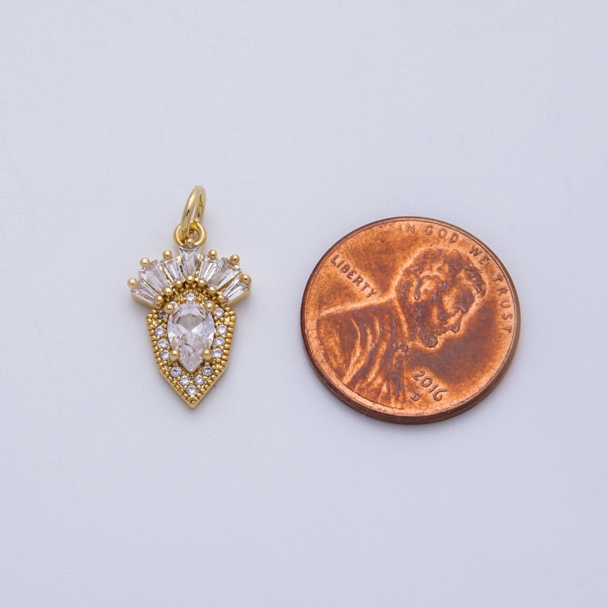 18K Gold Filled 17mm Clear Micro Paved CZ Baguette Geometric Charm | Charms - 00143 - DLUXCA