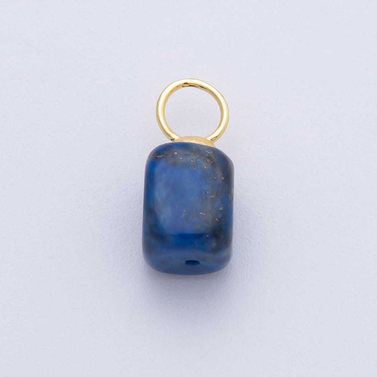 18K Gold Filled 17mm Geometrical Cube Lapis Gemstone Drop Charm | AF1393 - DLUXCA