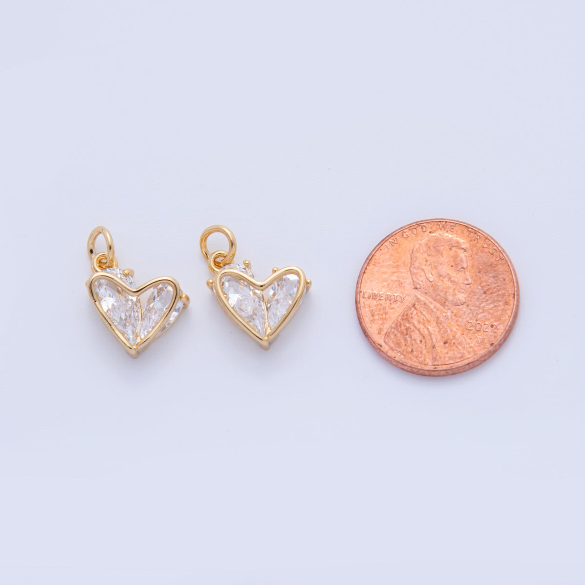 18K Gold Filled 17mm Marquise CZ Heart Frame Charm | AF809 - DLUXCA