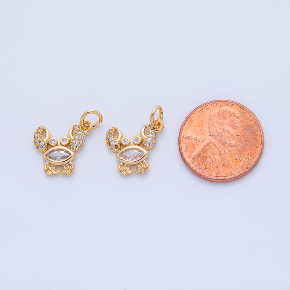 18K Gold Filled 17mm Micro Paved CZ Cancer Crab Sea Charm | AF812 - DLUXCA