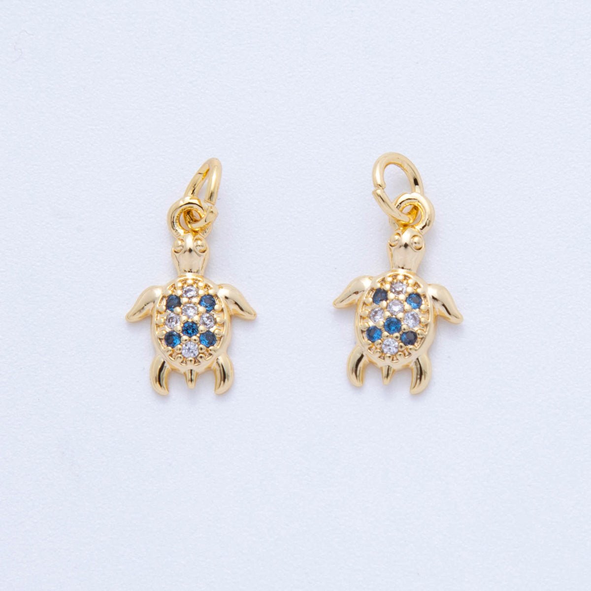 18K Gold Filled 17mm Micro Paved CZ Mini Sea Turtle Charm | AF819 - DLUXCA