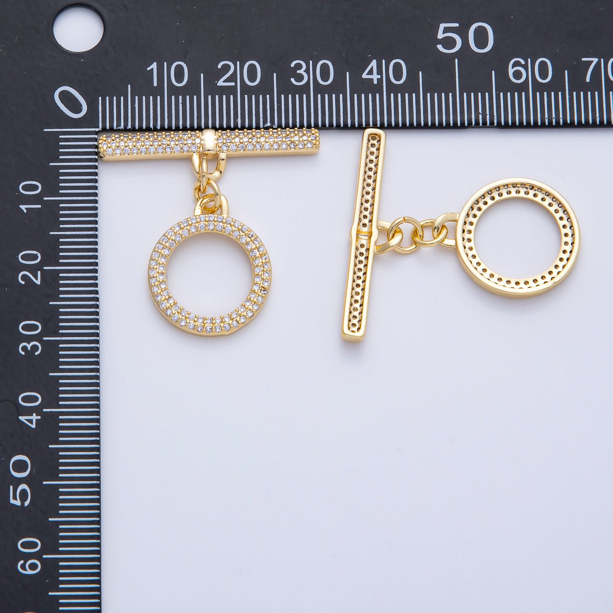 18K Gold Filled 17mm Micro Paved CZ OT Toggle Clasps Closure Finding | Z1666 - DLUXCA