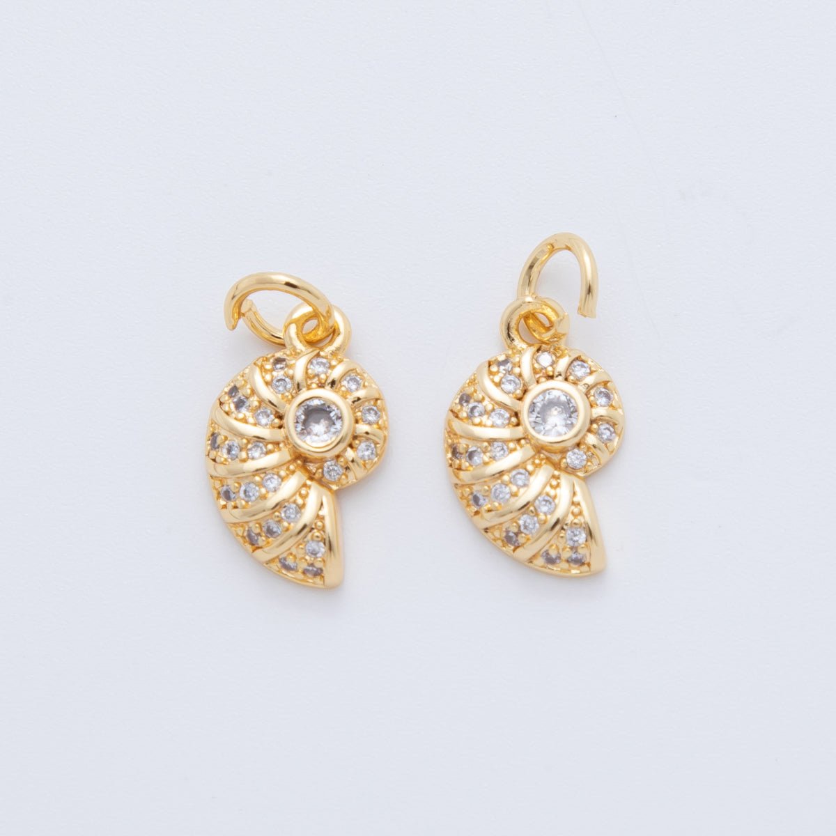 18K Gold Filled 17mm Micro Paved CZ Snail Shell Charm | AF803 - DLUXCA