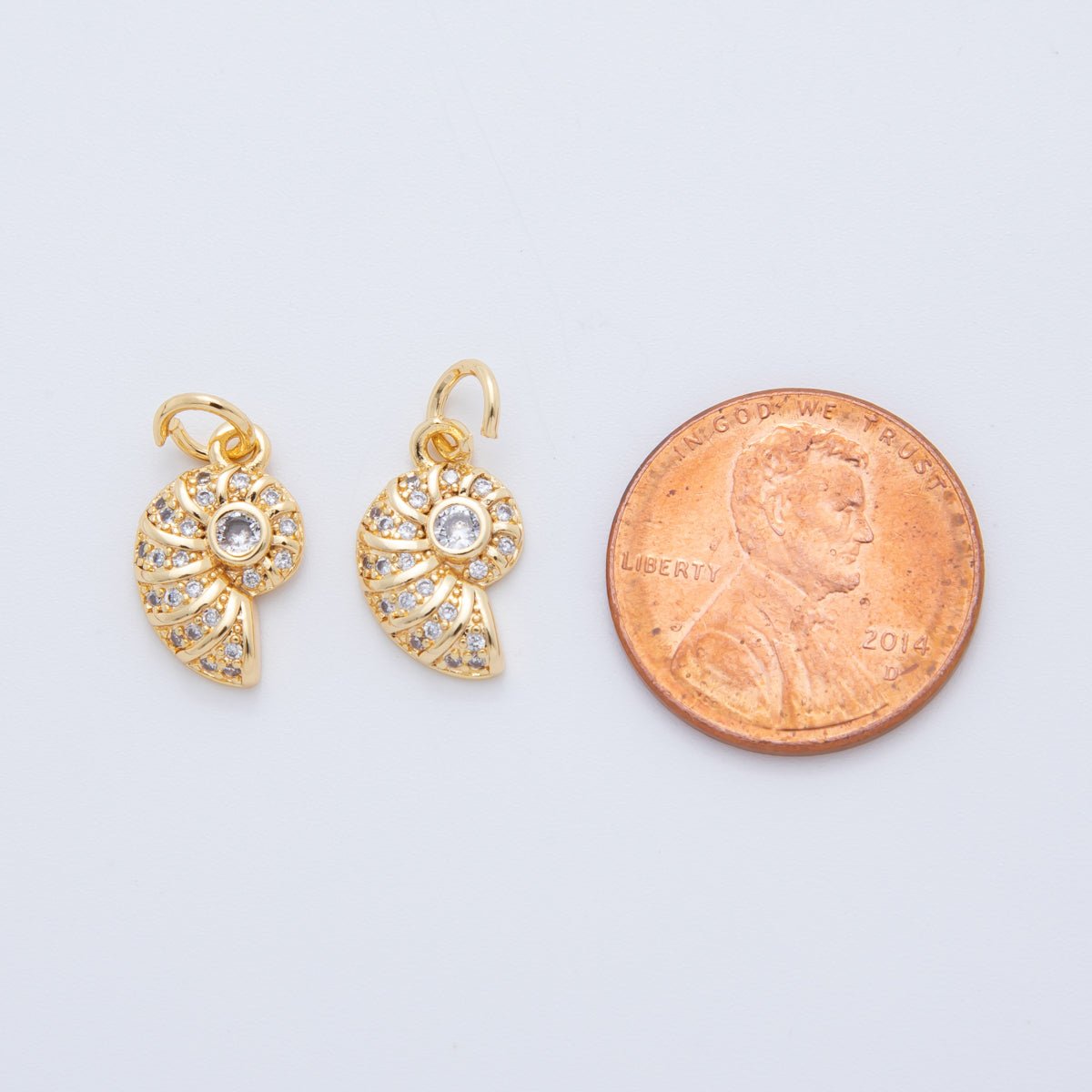 18K Gold Filled 17mm Micro Paved CZ Snail Shell Charm | AF803 - DLUXCA