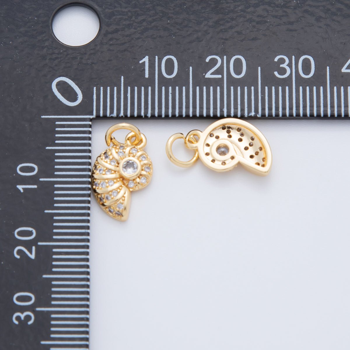 18K Gold Filled 17mm Micro Paved CZ Snail Shell Charm | AF803 - DLUXCA