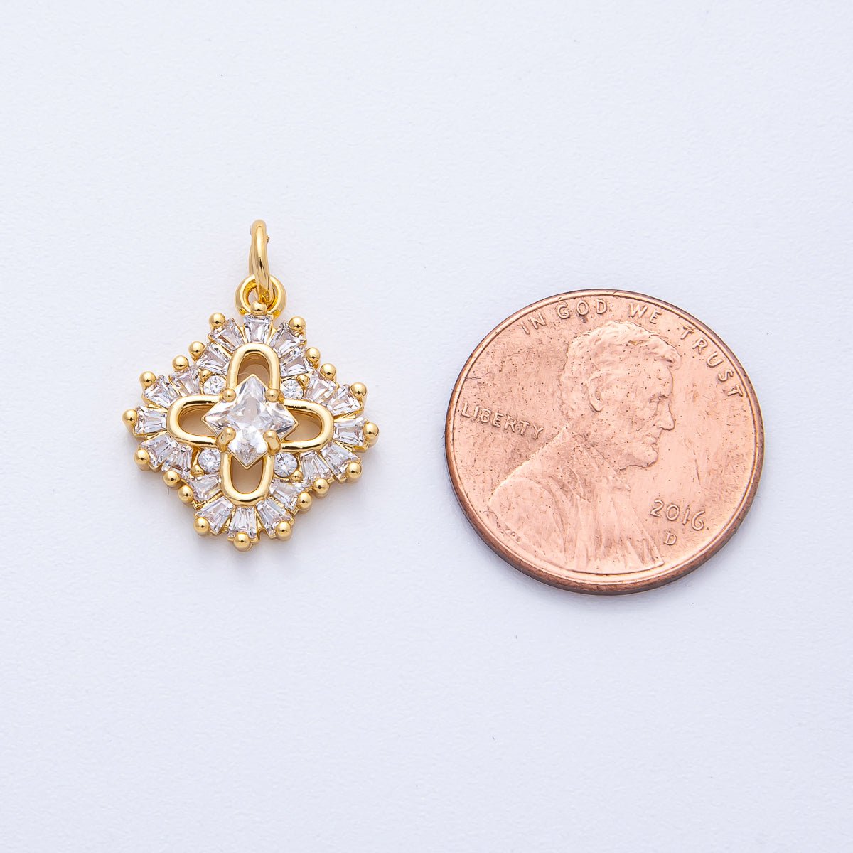 18K Gold Filled 17mm Mixed Cut CZ Clover Charm | AK181 - DLUXCA