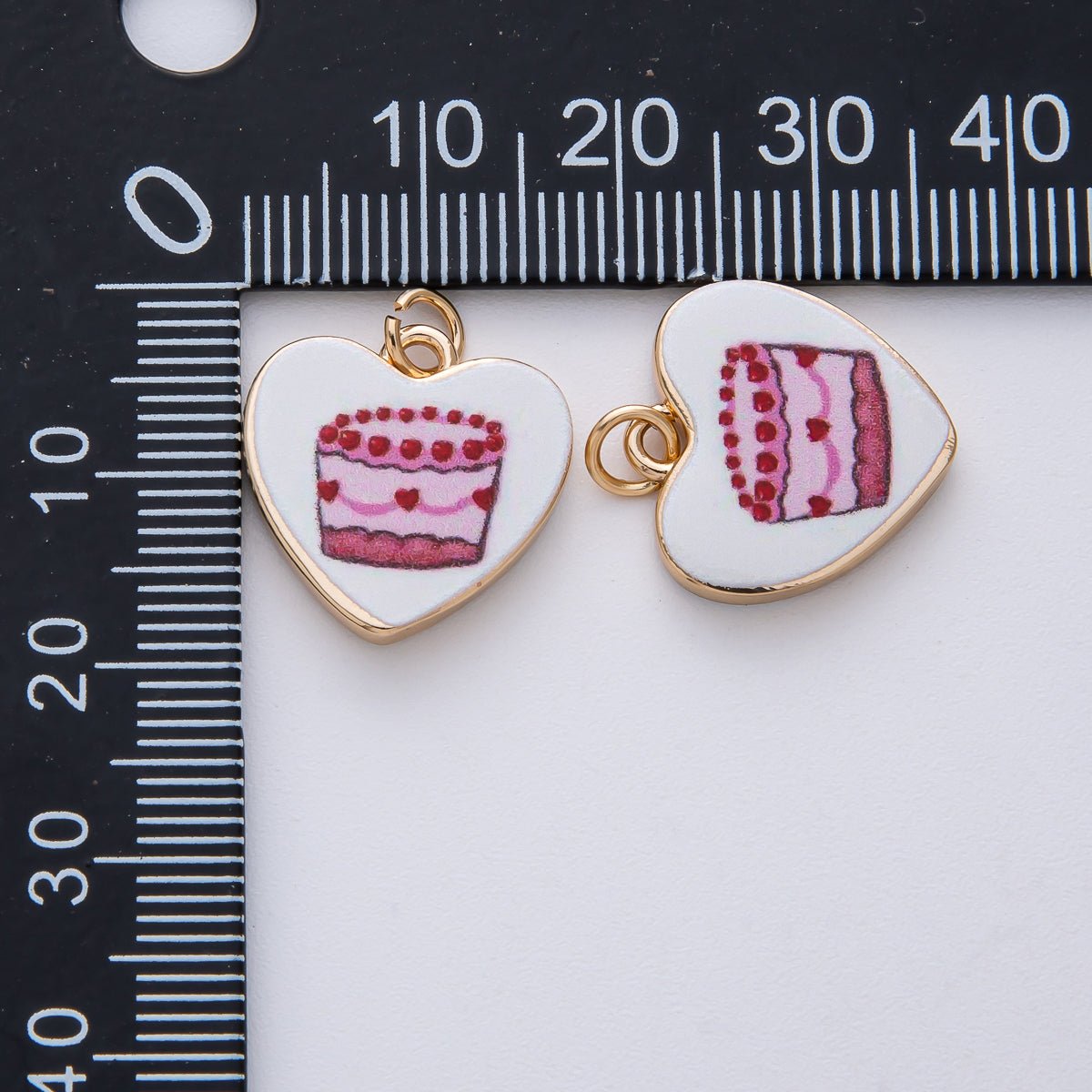 18K Gold Filled 17mm Pink Birthday Cake Round Charm | AF1605 - DLUXCA