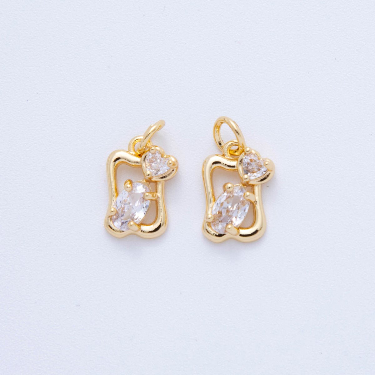 18K Gold Filled 17mm Round CZ Love Heart Potion Charm | AF817 - DLUXCA