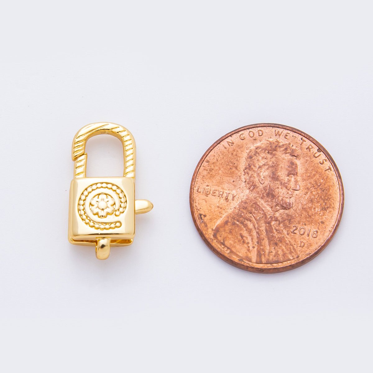 18K Gold Filled 17mm Spiral Flower Lobster Clasp Charm Finding | Z1389 - DLUXCA