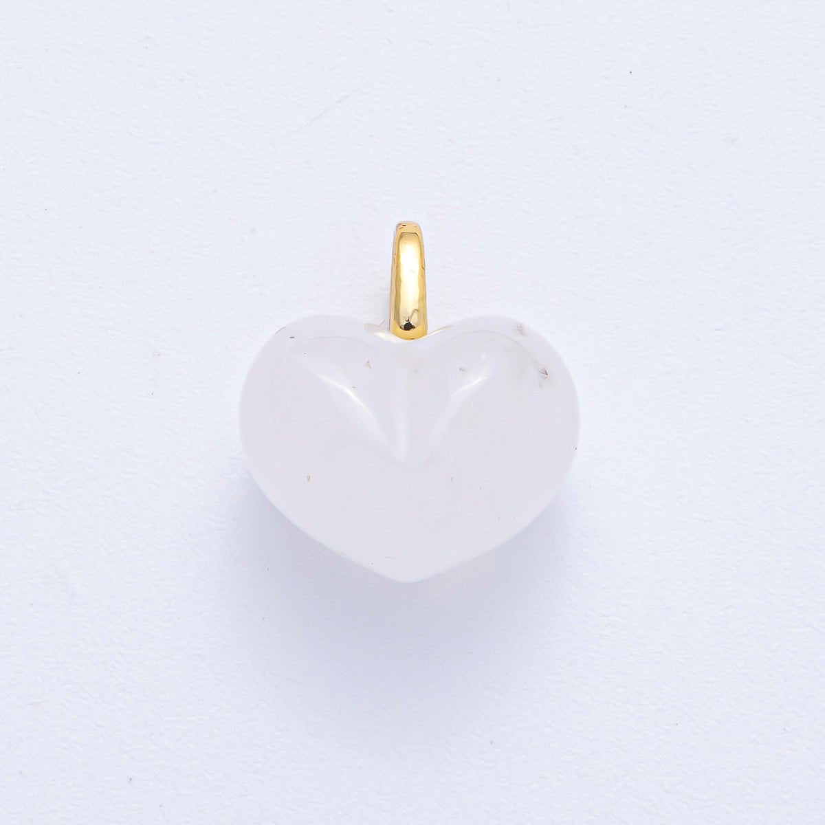 18K Gold Filled 18.3mm Grey Agate, Carnelian, White Quartz, Amethyst Chubby Heart Pendant | AK021 - AK023 - DLUXCA