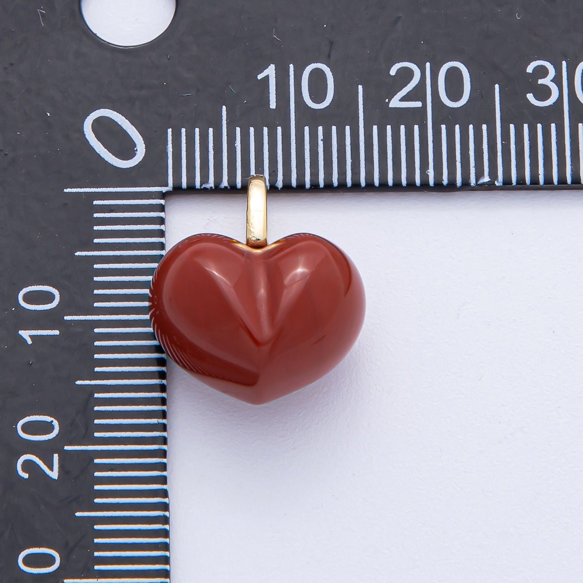 18K Gold Filled 18.3mm Grey Agate, Carnelian, White Quartz, Amethyst Chubby Heart Pendant | AK021 - AK023 - DLUXCA