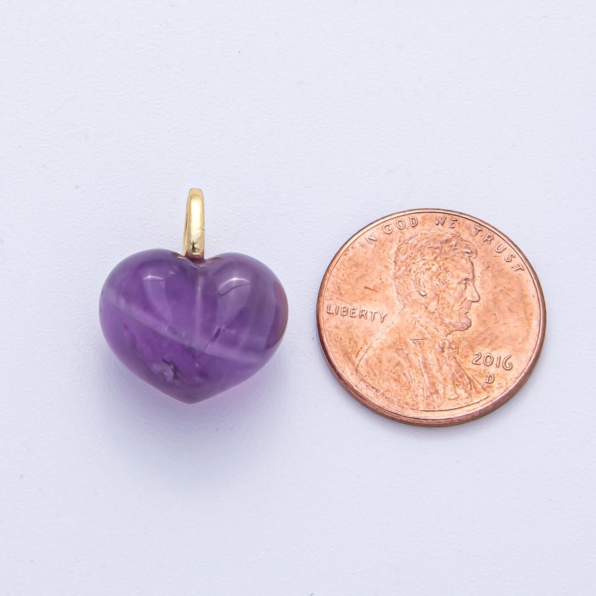 18K Gold Filled 18.3mm Grey Agate, Carnelian, White Quartz, Amethyst Chubby Heart Pendant | AK021 - AK023 - DLUXCA