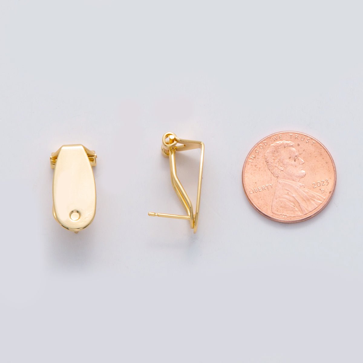 18K Gold Filled 18.4mm DIY Oblong Push Snap Stud Earring Findings | Z1160 - DLUXCA