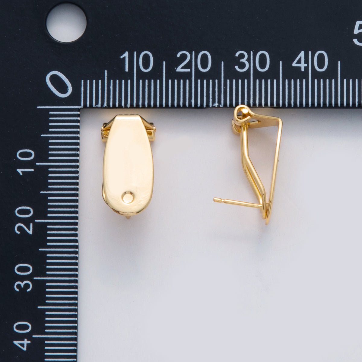 18K Gold Filled 18.4mm DIY Oblong Push Snap Stud Earring Findings | Z1160 - DLUXCA