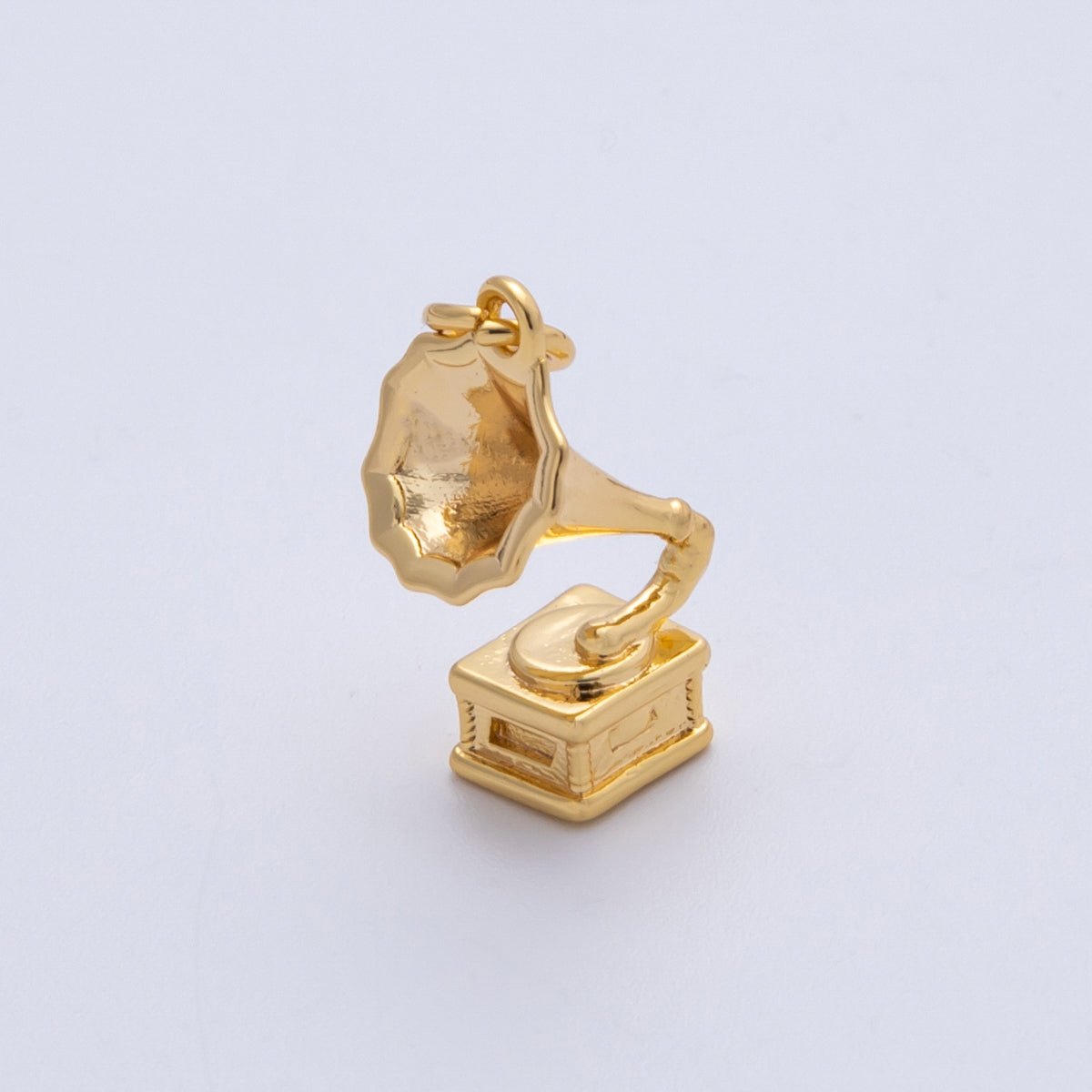 18K Gold Filled 18.5mm 3D Multidimensional Music Gramophone Vinyl Record Player | Charms - 00293 - DLUXCA