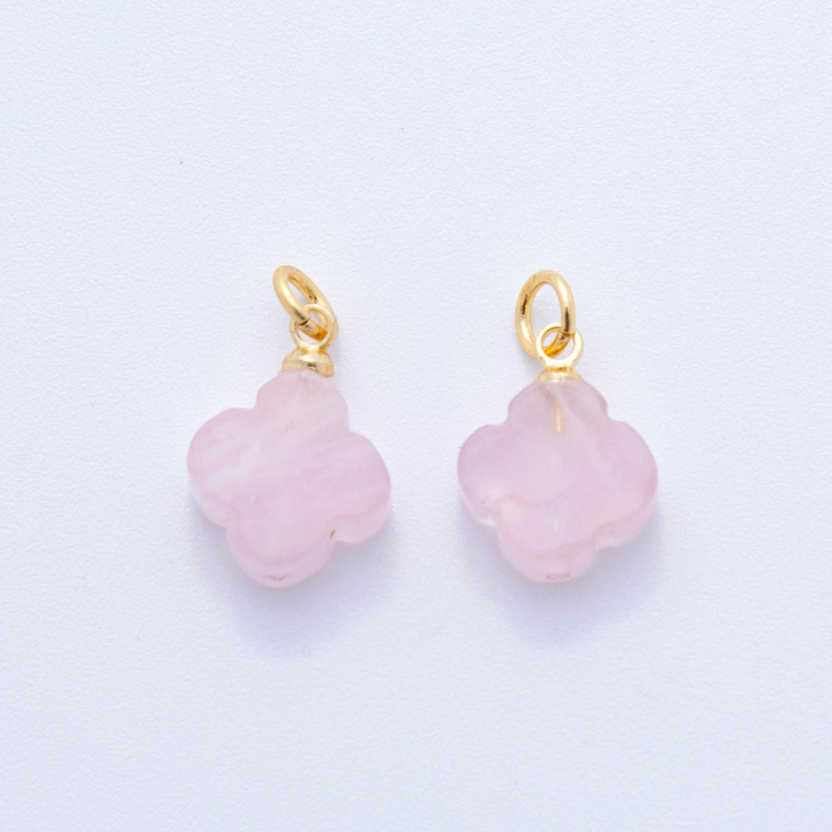 18K Gold Filled 18.5mm Icy Obsidian, Apatite, Amazonite Clover Leaf Quatrefoil Leaf Gemstone Charm | AH875 - AH881 - DLUXCA