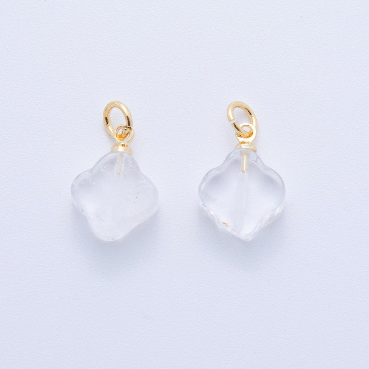 18K Gold Filled 18.5mm Icy Obsidian, Apatite, Amazonite Clover Leaf Quatrefoil Leaf Gemstone Charm | AH875 - AH881 - DLUXCA