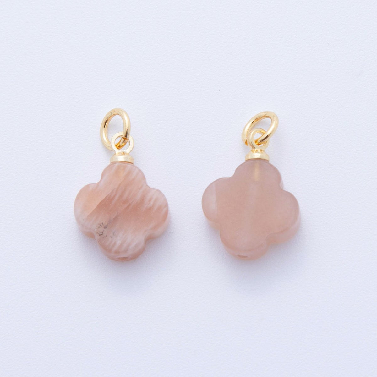 18K Gold Filled 18.5mm Icy Obsidian, Apatite, Amazonite Clover Leaf Quatrefoil Leaf Gemstone Charm | AH875 - AH881 - DLUXCA