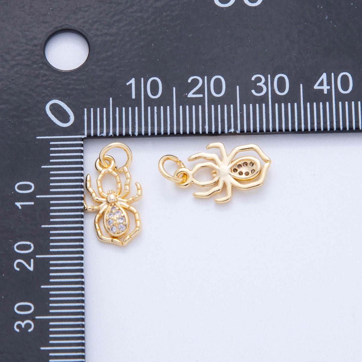 18K Gold Filled 18.5mm Micro Paved CZ Eight - Legged Spider Charm | AF815 - DLUXCA