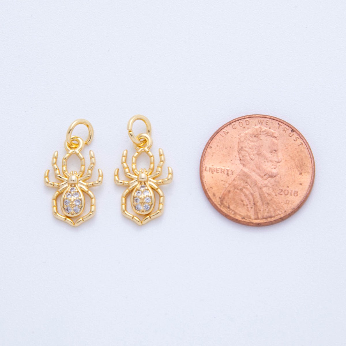 18K Gold Filled 18.5mm Micro Paved CZ Eight - Legged Spider Charm | AF815 - DLUXCA