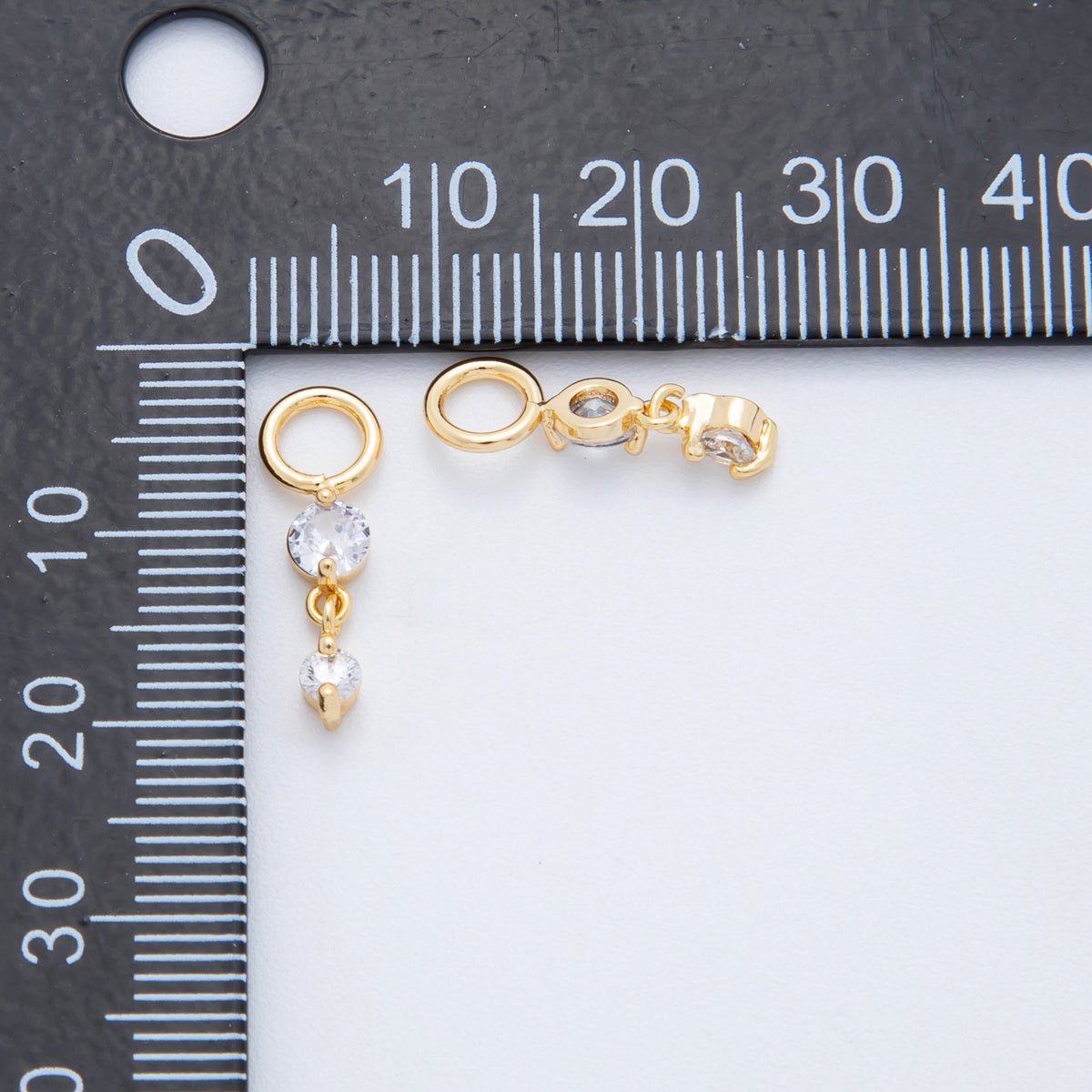 18K Gold Filled 18mm Double Round Clear CZ Drop Dangle Charm | AH - 911 - DLUXCA