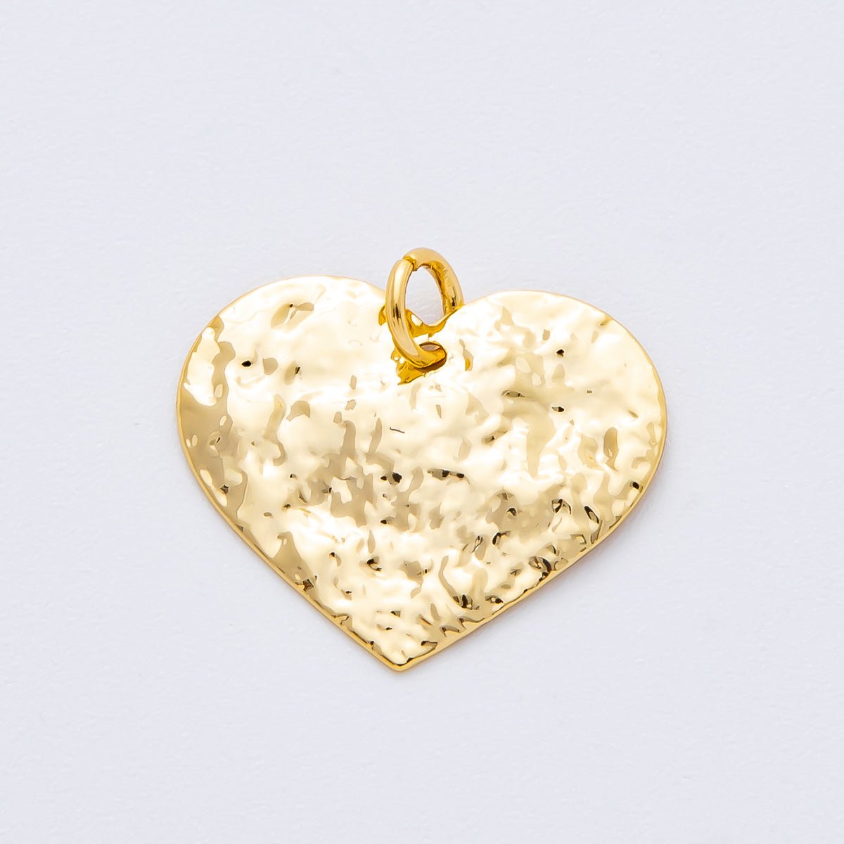 18K Gold Filled 18mm Hammered Heart Shape Charm | N - A1822 - DLUXCA