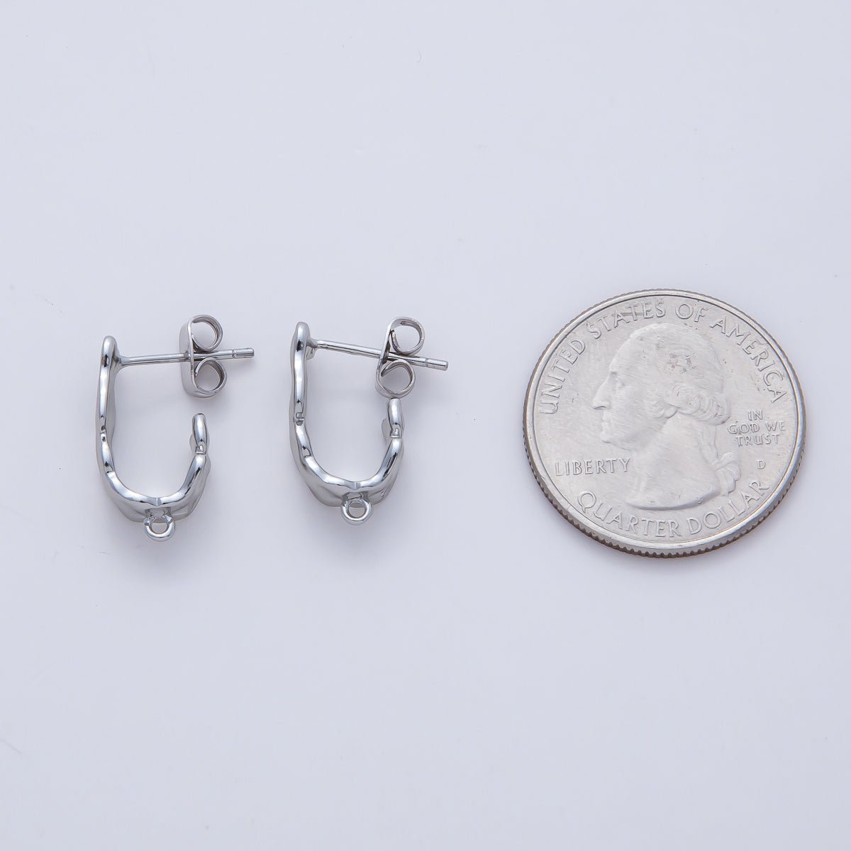 18K Gold Filled 18mm Hammered Molten Drop J - Shaped Hoop Earring Findings in Gold & Silver | Z1640 - DLUXCA