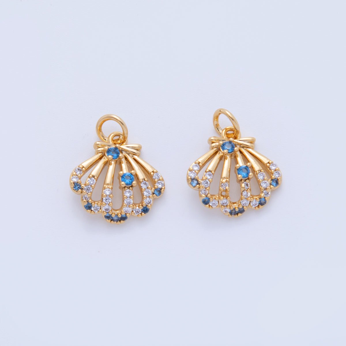 18K Gold Filled 18mm Micro Paved CZ Clam Sea Half - Shell Charm | AF813 - DLUXCA