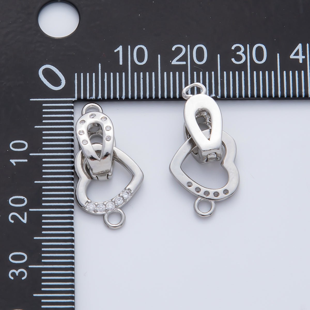 18K Gold Filled 18mm Micro Paved CZ Dainty Heart Open Loop Charm Finding | Z1457 - DLUXCA