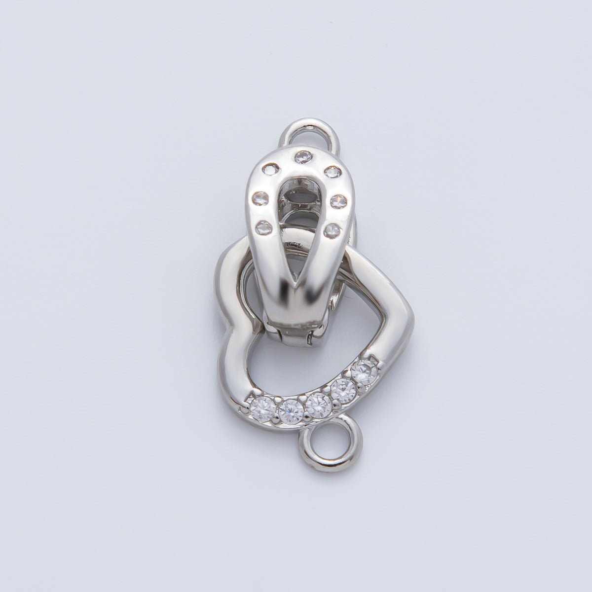 18K Gold Filled 18mm Micro Paved CZ Dainty Heart Open Loop Charm Finding | Z1457 - DLUXCA