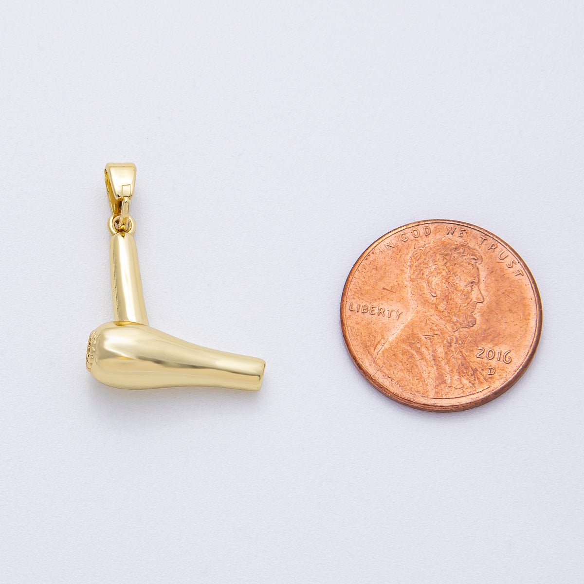 18K Gold Filled 18mm Minimalist Hair Dryer Care 3D Multidimensional Pendant | AF1220 - DLUXCA