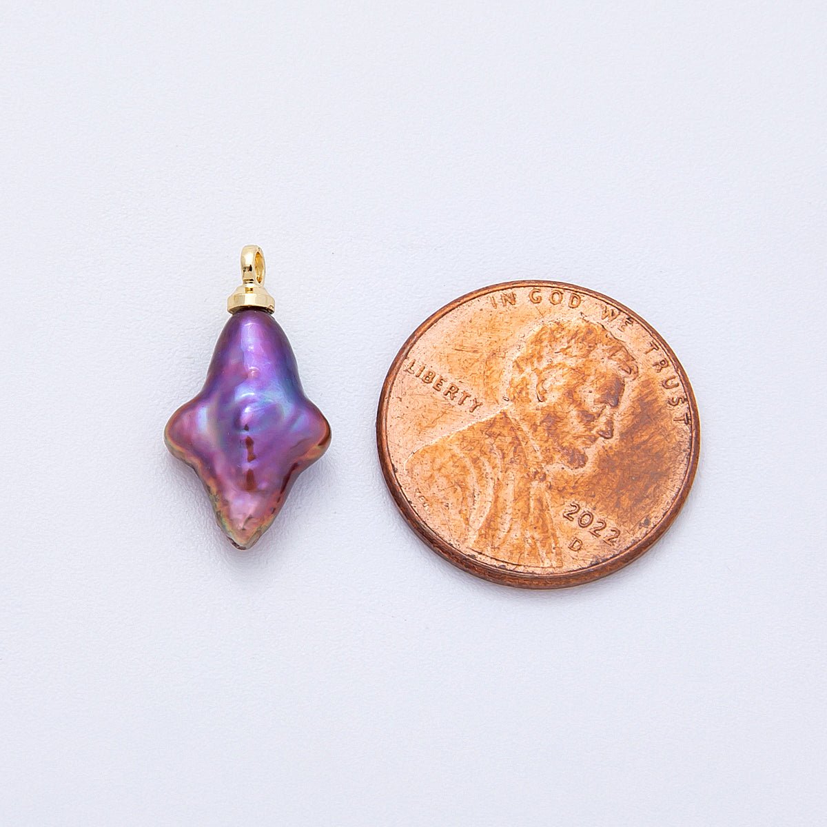 18K Gold Filled 18mm Purple Baroque Freshwater Pearl North Star Charm | Charms - 00476 - DLUXCA