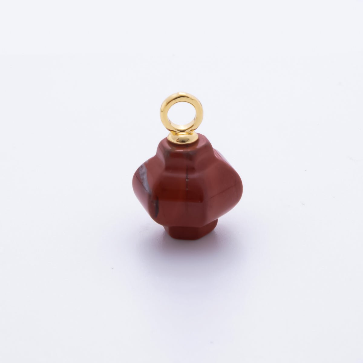 18K Gold Filled 18mm Quartz, Agate, Red Jasper Pumpkin Jar Gemstone Charm | AH830 - AJ831 - DLUXCA