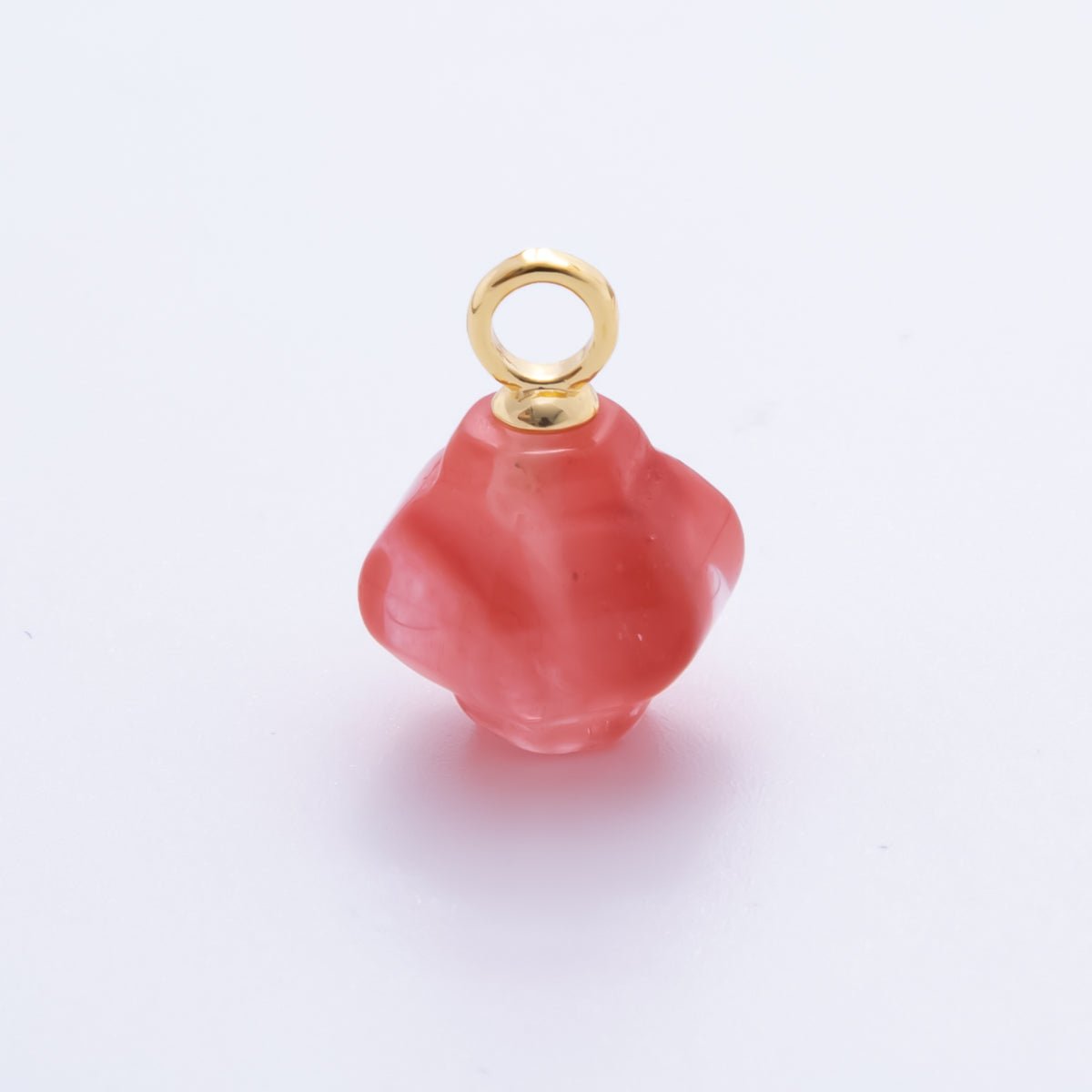 18K Gold Filled 18mm Quartz, Agate, Red Jasper Pumpkin Jar Gemstone Charm | AH830 - AJ831 - DLUXCA