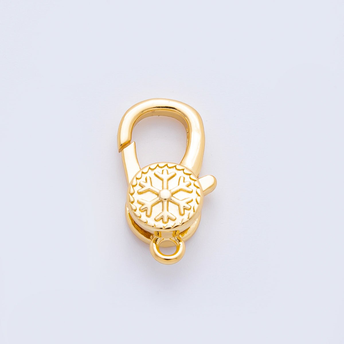 18K Gold Filled 18mm Winter Snowflake Lobster Clasp Charm Finding | Z1426 - DLUXCA