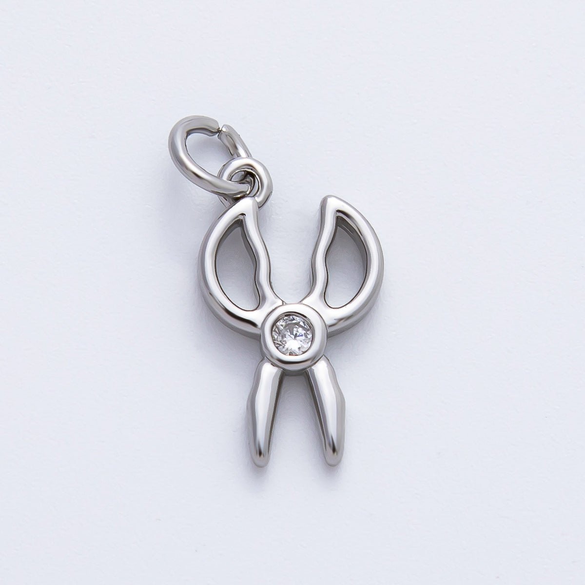 18K Gold Filled 19.5mm CZ Scissor Open Charm in Gold & Silver | AF1355 - DLUXCA