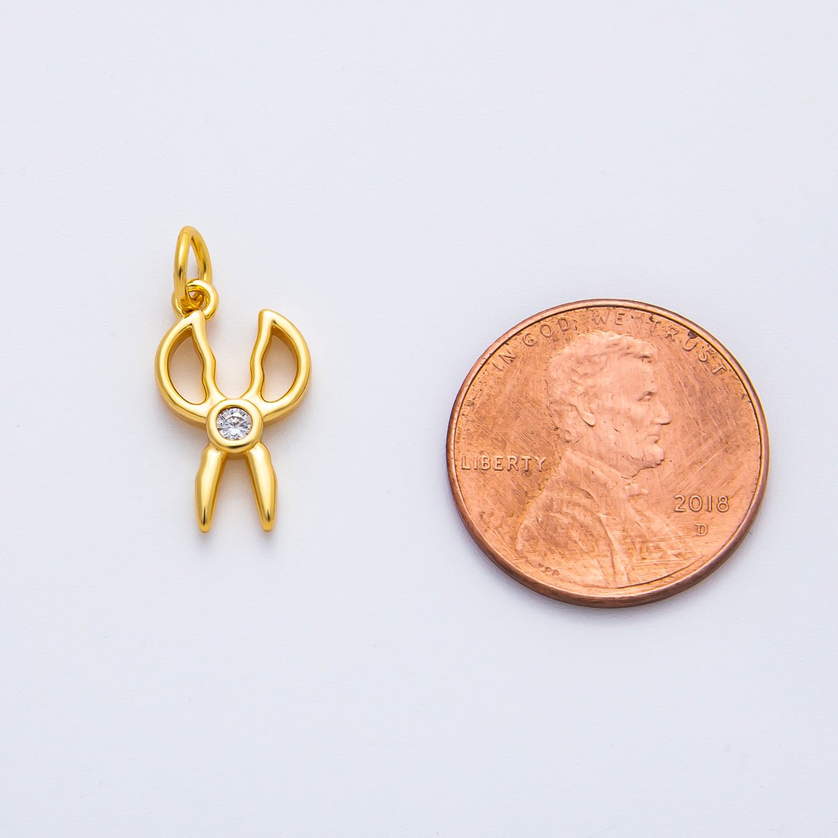 18K Gold Filled 19.5mm CZ Scissor Open Charm in Gold & Silver | AF1355 - DLUXCA