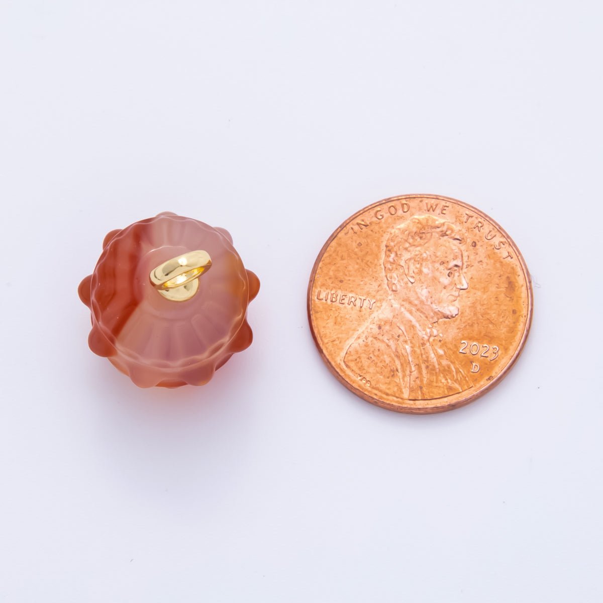 18K Gold Filled 19mm Aventurine, Carnelian, Quartz Drum Barrel Gemstone Charm | AH833 - AH835 - DLUXCA