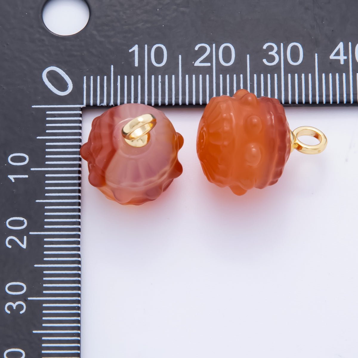 18K Gold Filled 19mm Aventurine, Carnelian, Quartz Drum Barrel Gemstone Charm | AH833 - AH835 - DLUXCA