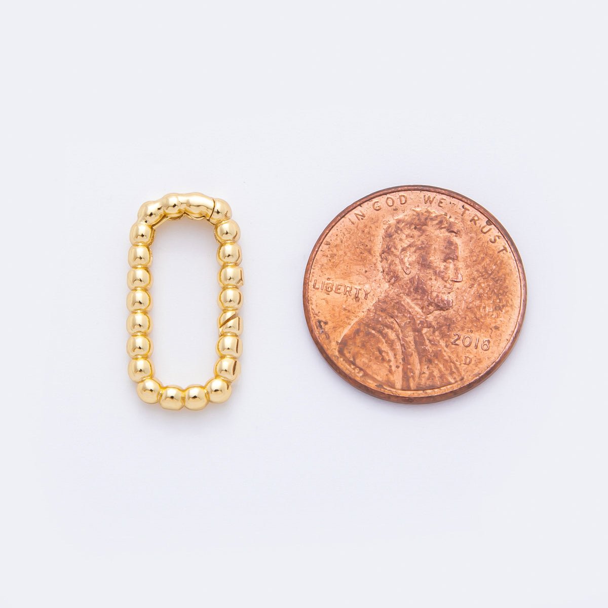 18K Gold Filled 19mm Bubbly Rectangular Push Gate Clasp Charm Finding | Z1406 - DLUXCA