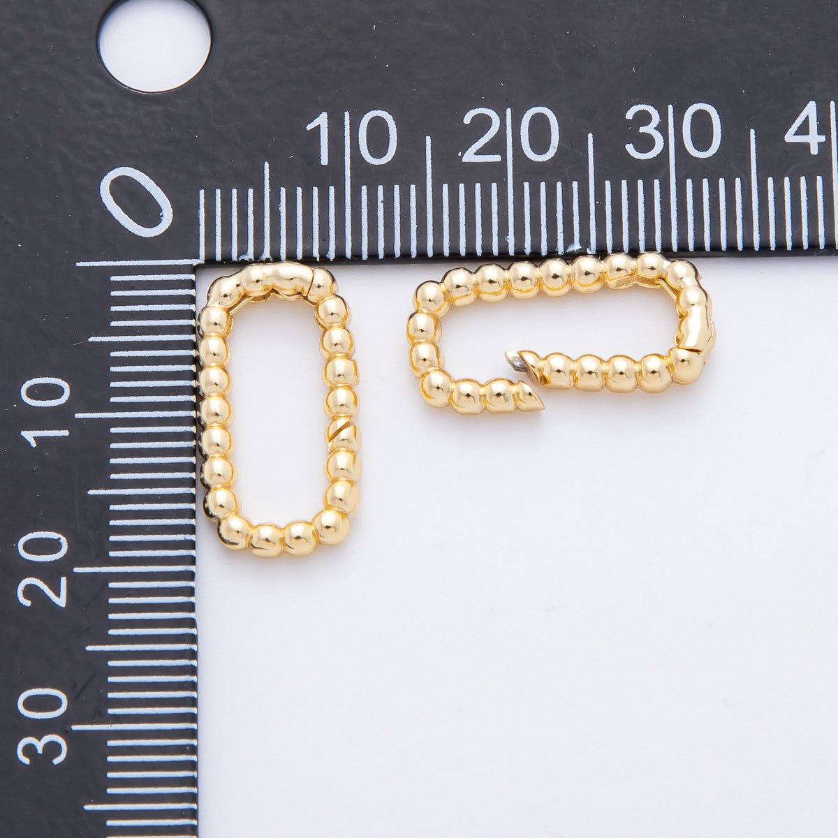 18K Gold Filled 19mm Bubbly Rectangular Push Gate Clasp Charm Finding | Z1406 - DLUXCA
