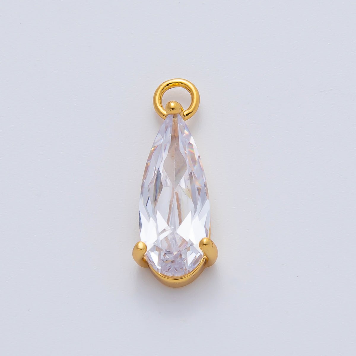 18K Gold Filled 19mm Clear CZ Teardrop Add - On Drop Earring Charm | AF1400 - DLUXCA