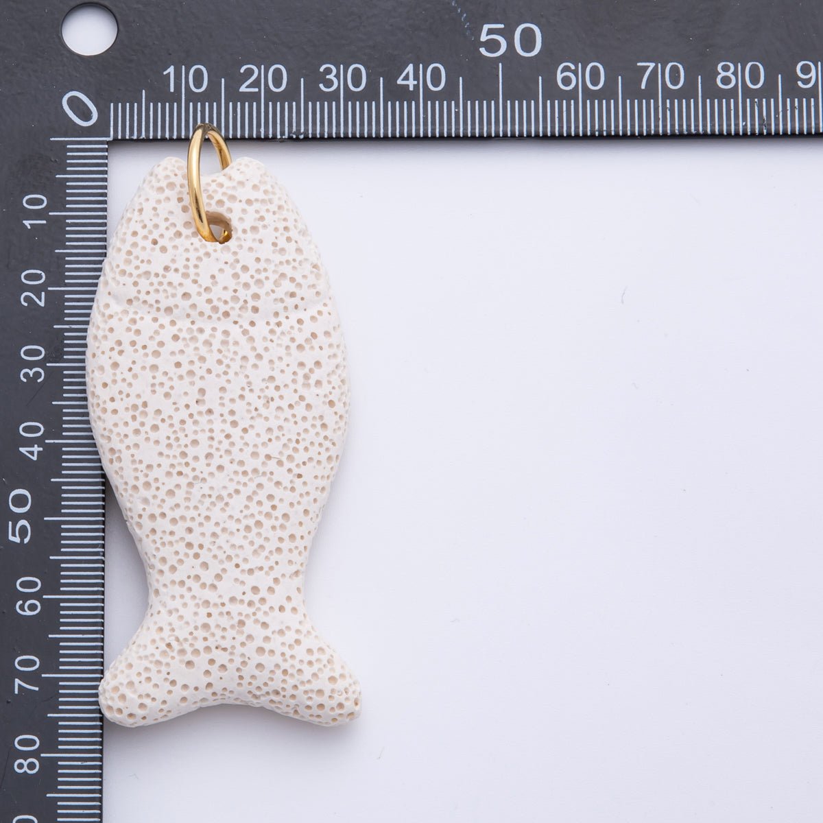 18K Gold Filled 19mm Lava Stone Dotted Fish Charm in Red & White | AH892 - DLUXCA