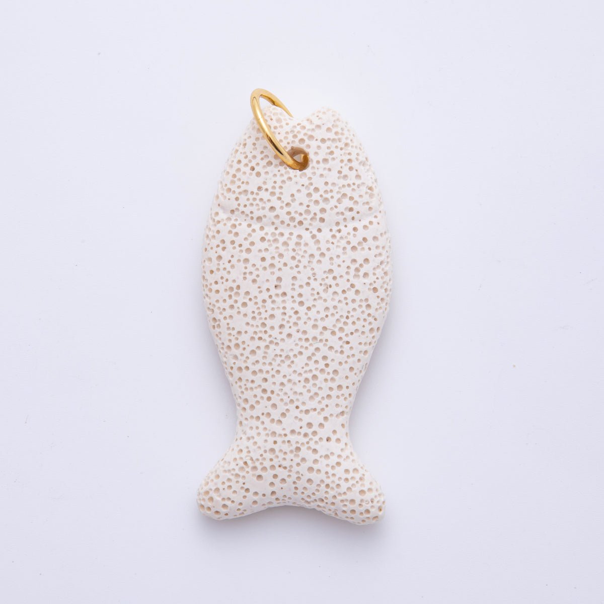 18K Gold Filled 19mm Lava Stone Dotted Fish Charm in Red & White | AH892 - DLUXCA