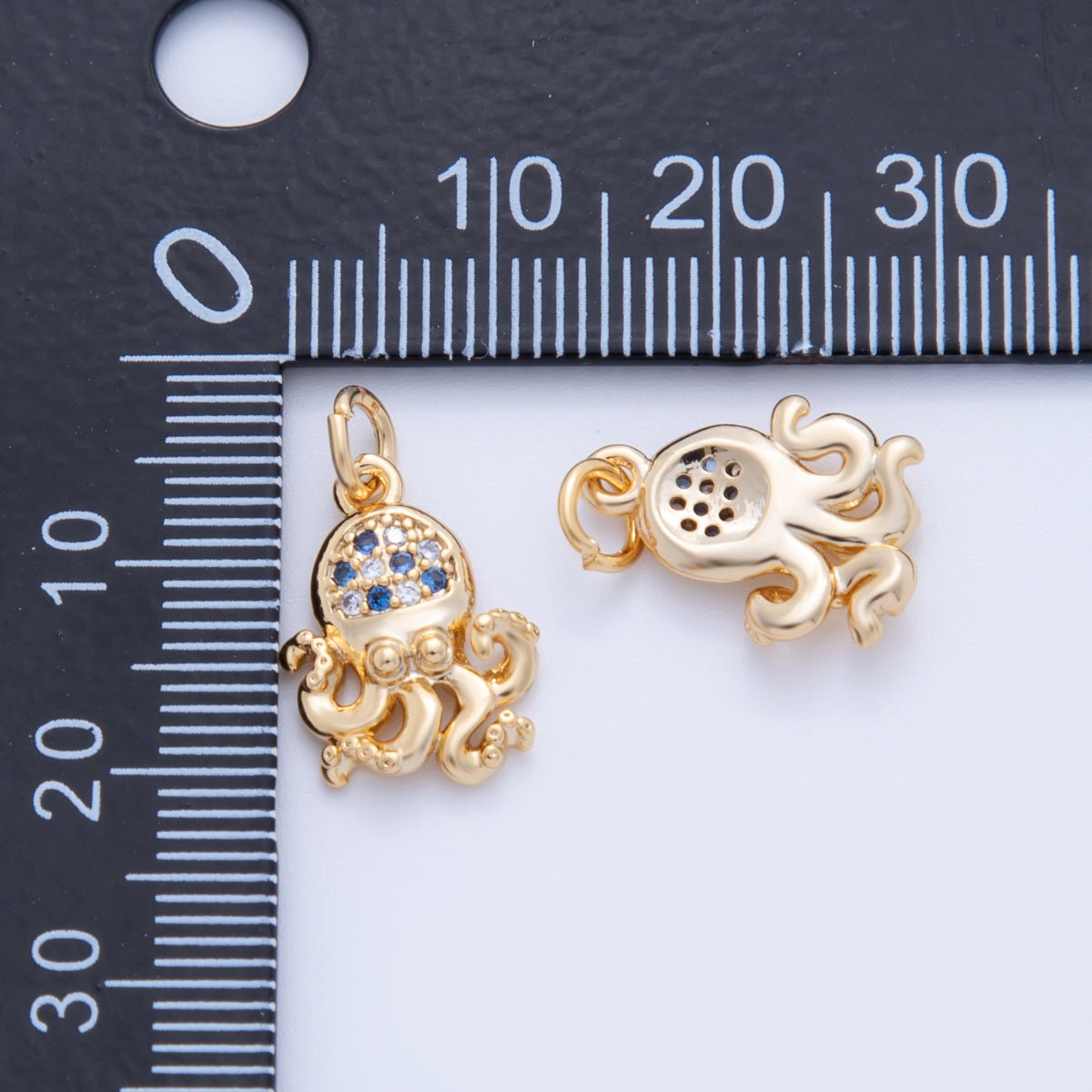 18K Gold Filled 19mm Micro Paved CZ Octopus Tentacled Sea Charm | AF811 - DLUXCA