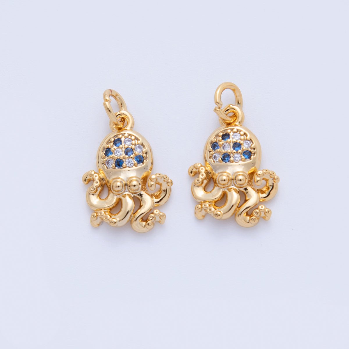 18K Gold Filled 19mm Micro Paved CZ Octopus Tentacled Sea Charm | AF811 - DLUXCA