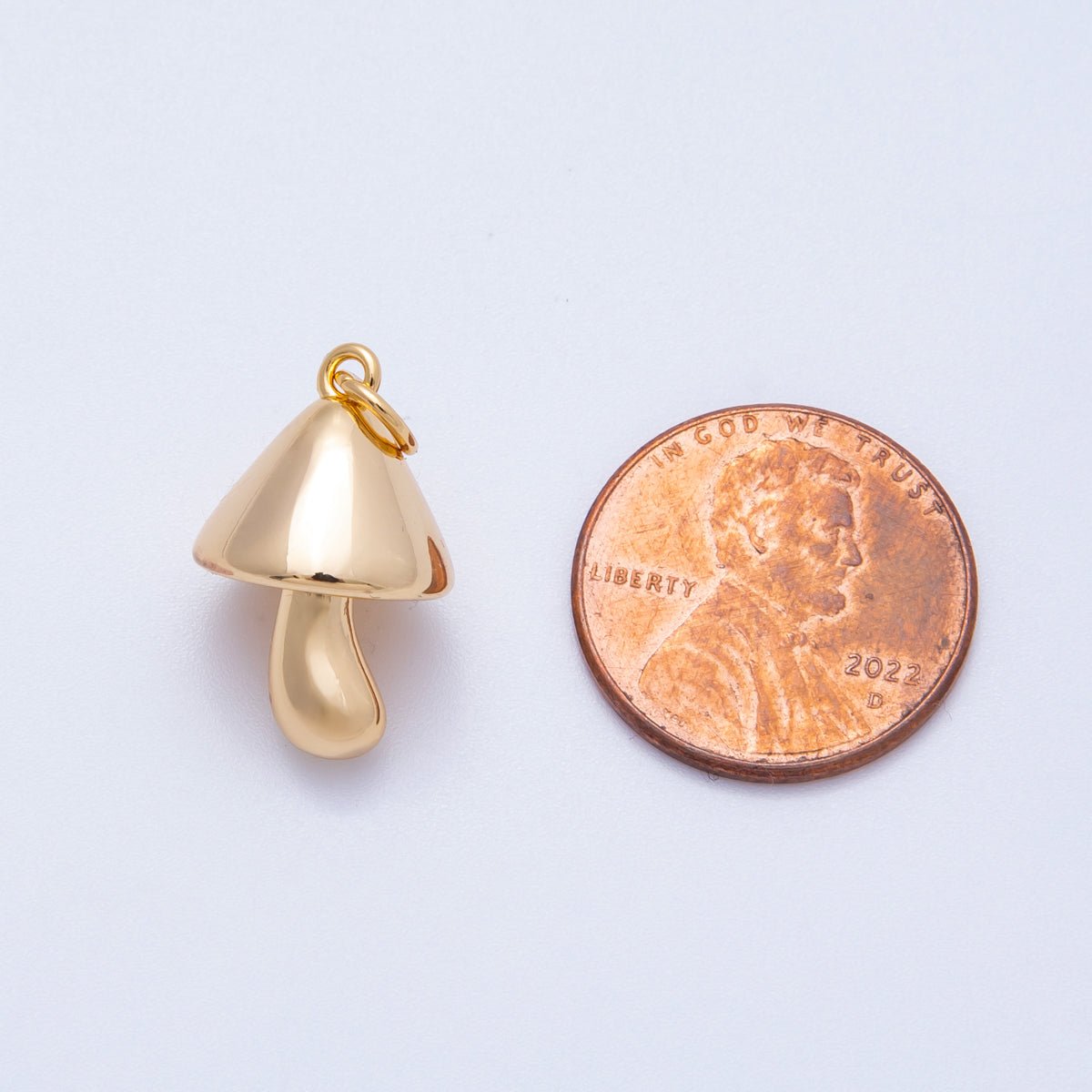 18K Gold Filled 19mm Minimalist Mushroom 3D Multidimensional Charm | Charms - 00426 - DLUXCA